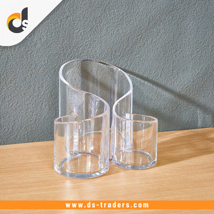 3 Compartments Transparent Acrylic Cosmetic Organizer